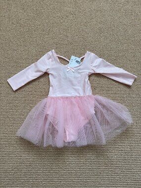 H&M Dance Leotard with Tulle Skirt, Size 5T/6, Powder Pink